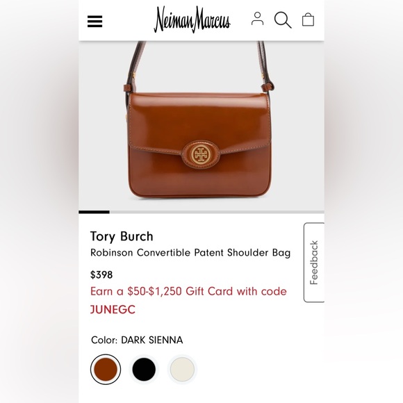 Tory Burch Brown Robinson Shoulder Bag with Convertible Design Dark Sienna NWOT - Picture 10 of 11